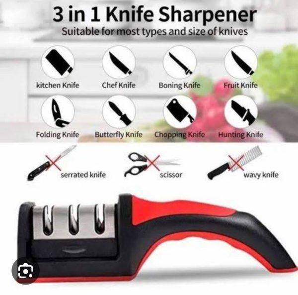 3-in-1 Stainless Steel Kitchen Knife Sharpener | Manual Handheld 3-Stage Tool