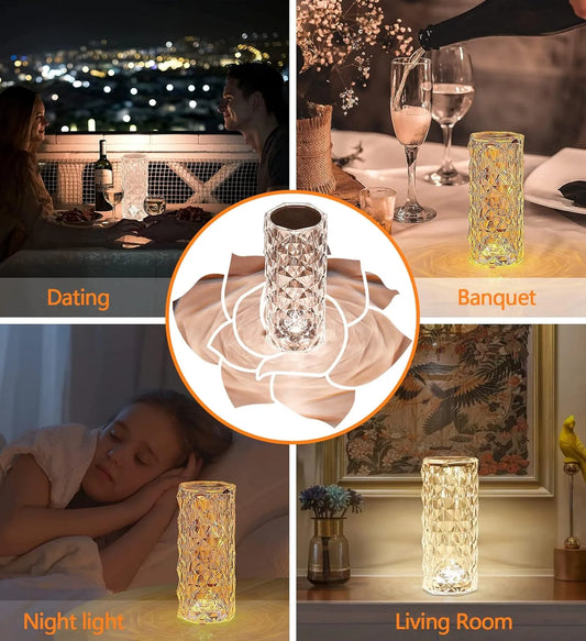 16 Colors Diamond Rose Crystal Touch Lamp