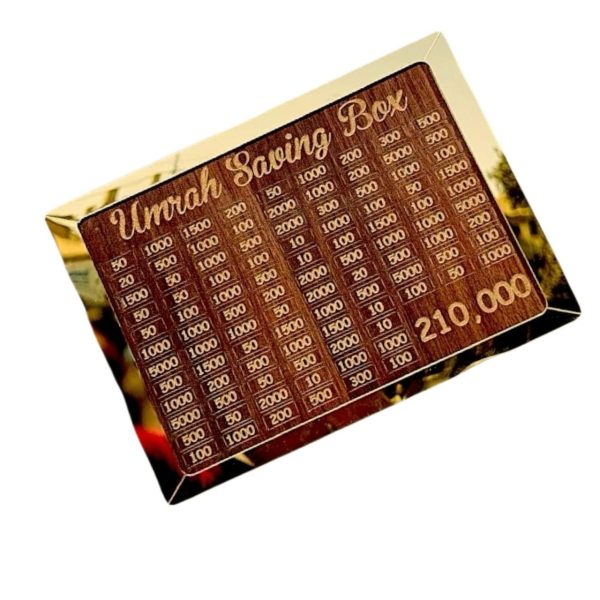 Umrah Saving Box Wooden Money Box For Umrah – 210,000