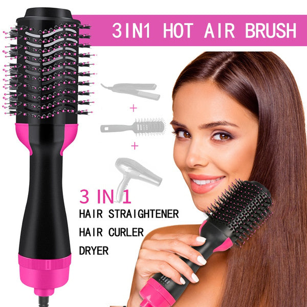 -in-1 One Step Hot Air Brush Hair Dryer & Styler – Drying, Straightening & Volumizing Brush