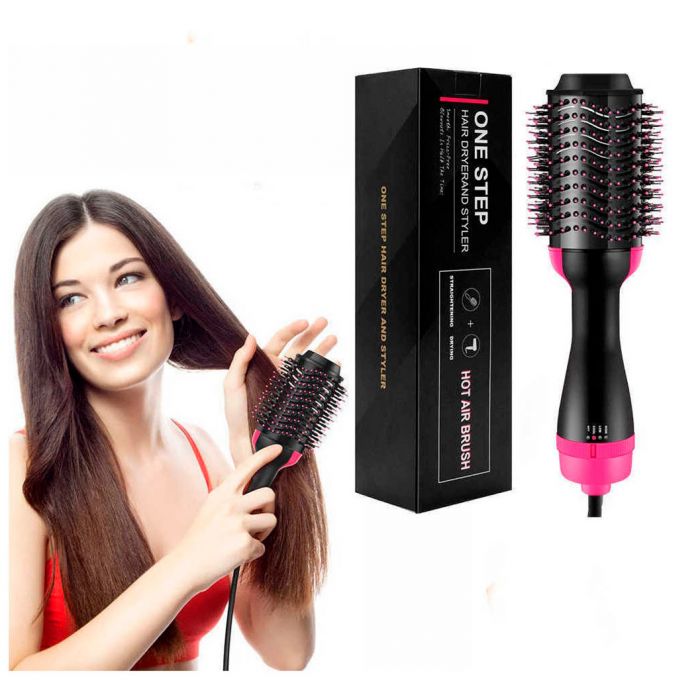 -in-1 One Step Hot Air Brush Hair Dryer & Styler – Drying, Straightening & Volumizing Brush