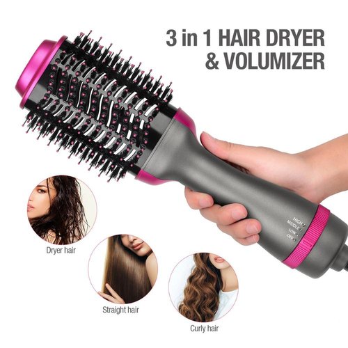 -in-1 One Step Hot Air Brush Hair Dryer & Styler – Drying, Straightening & Volumizing Brush