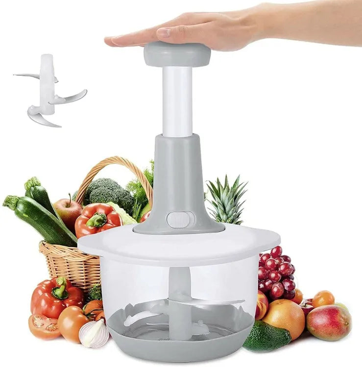 Manual Hand Push Chopper | Multi-functional Vegetable Meat Grinder, Grater - 1.5 Liter