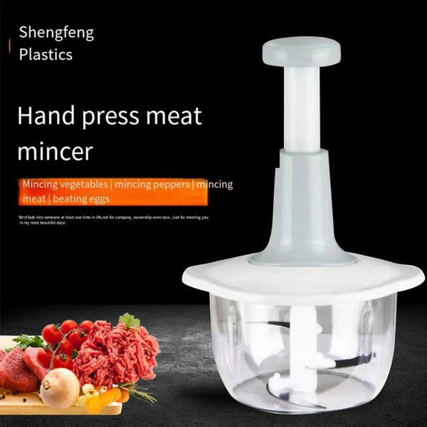 Manual Hand Push Chopper | Multi-functional Vegetable Meat Grinder, Grater - 1.5 Liter