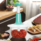 Manual Hand Push Chopper | Multi-functional Vegetable Meat Grinder, Grater - 1.5 Liter