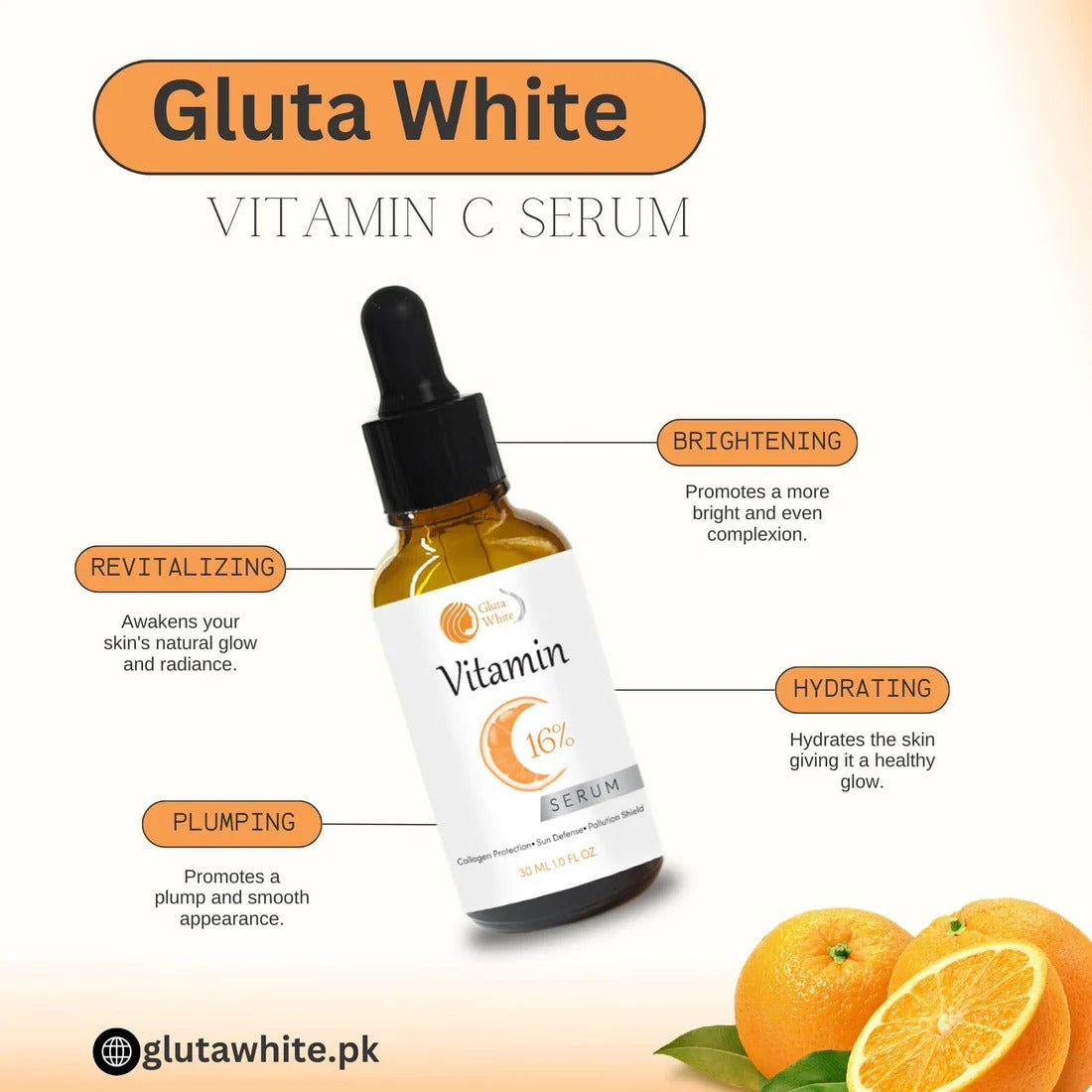 Vitamin C Serum for Face Glowing & Dark Spots | Gluta White Vitamin C 16% Serum