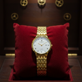 Classic Gold-Plated Men's Quartz Watch - Luxury Inspired Vacheron & Longines Style Dress Watches with Date Display & Link Bracelet