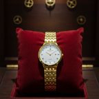 Classic Gold-Plated Men's Quartz Watch - Luxury Inspired Vacheron & Longines Style Dress Watches with Date Display & Link Bracelet