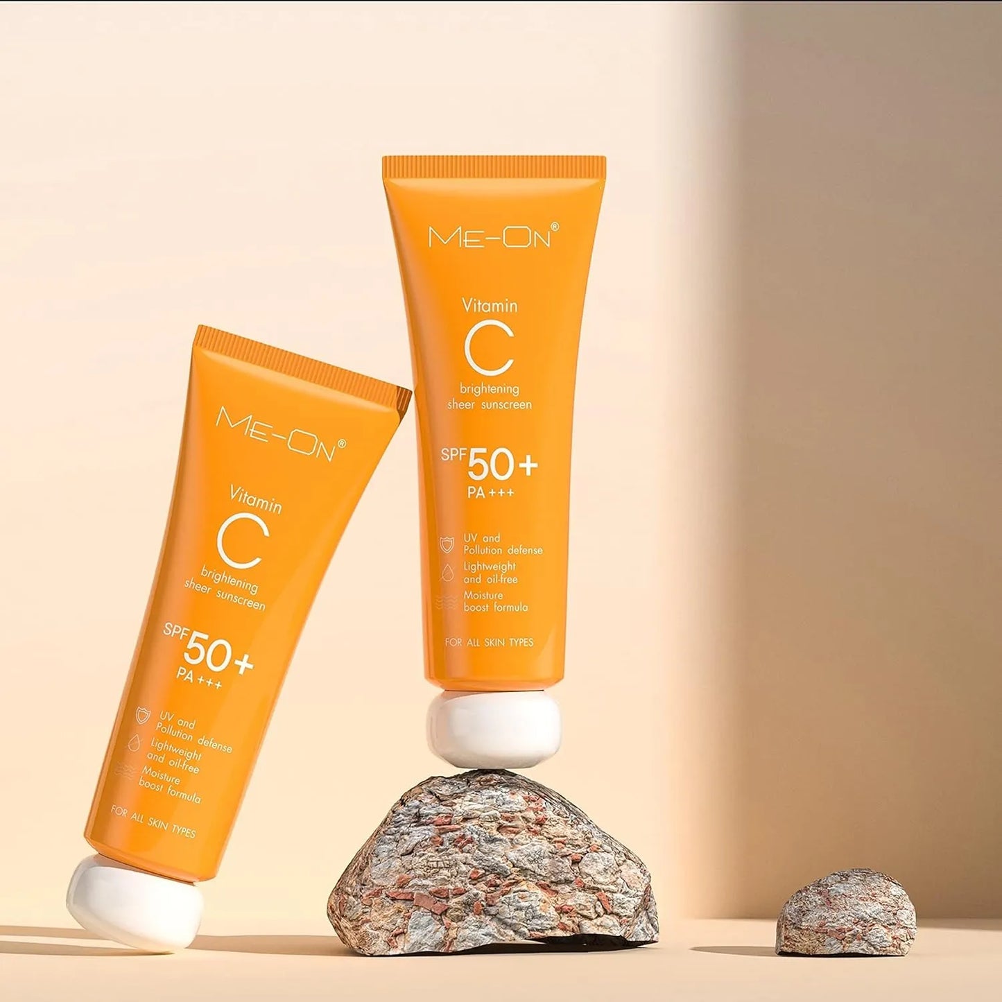 Me-On Vitamin C Sunscreen SPF 50 | Brightening Sheer UV Protection for All Skin Types – 100g