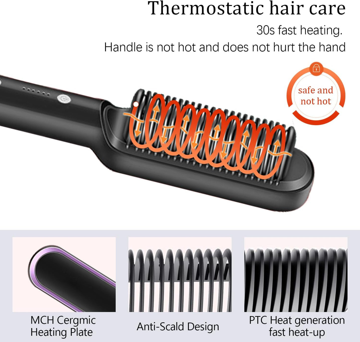 Multifunctional Hair Straightener Brush Heated Brushes Ceramic Anti-scald