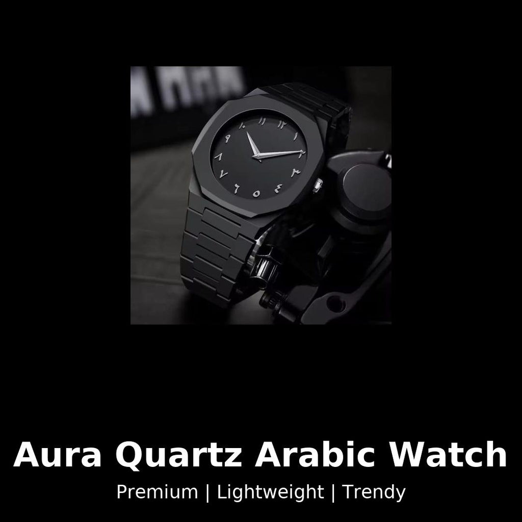 Professional Black Arabic Aura Watch With Eastern Arabic Numerals