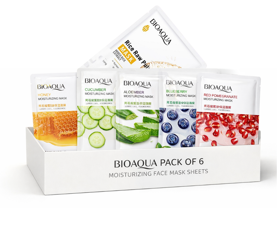 BIOAQUA 6-in-1 Face Mask Set – Hydration, Brightening & Skin Repair Sheet Masks Pack