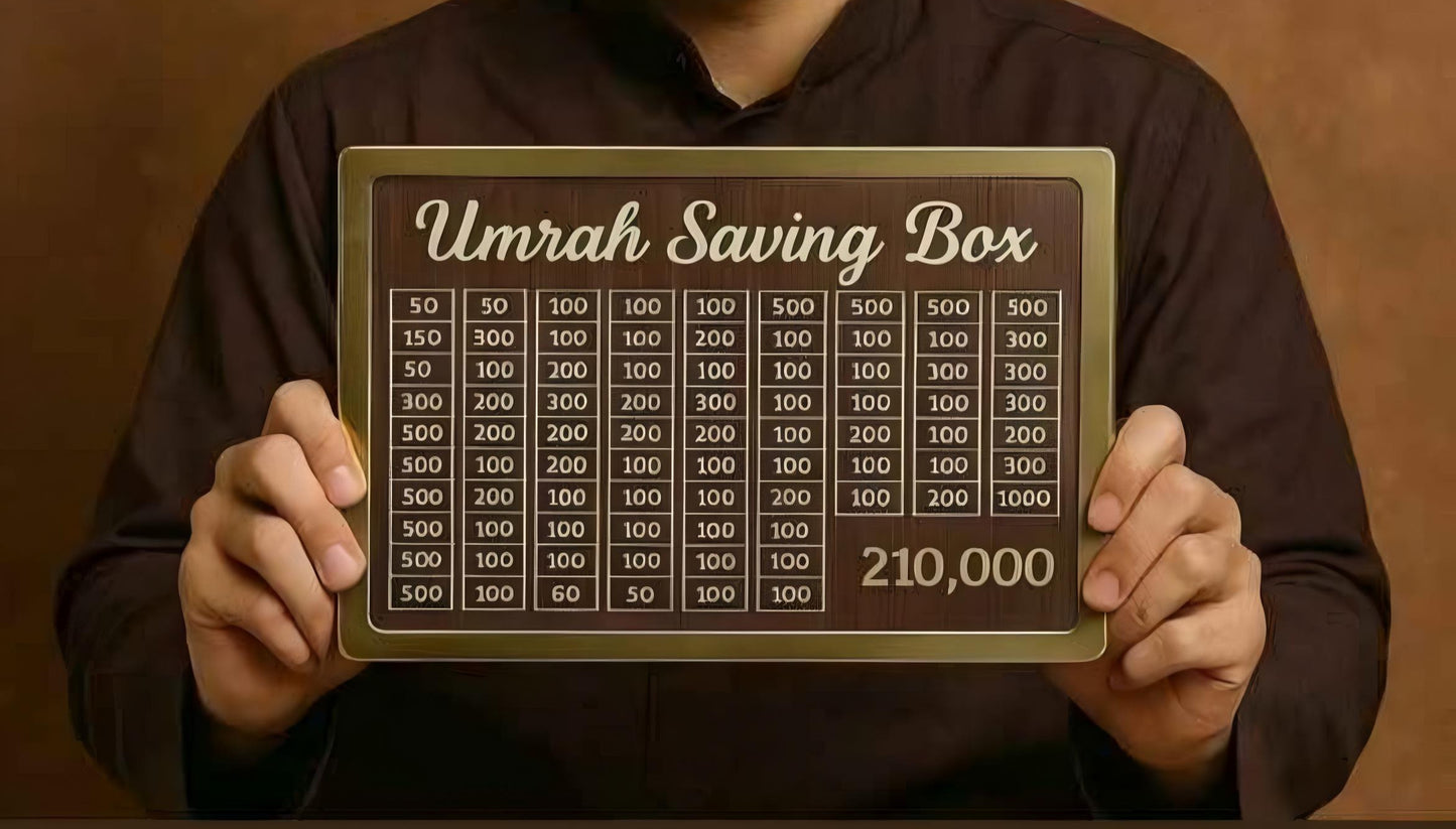 Umrah Saving Box Wooden Money Box For Umrah – 210,000