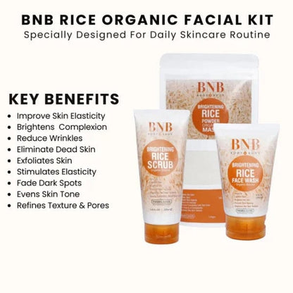 3-in-1 Rice Powder Organic skincare set designed to brighten and enhance Glowing Kit