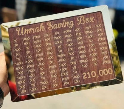 Umrah Saving Box Wooden Money Box For Umrah – 210,000
