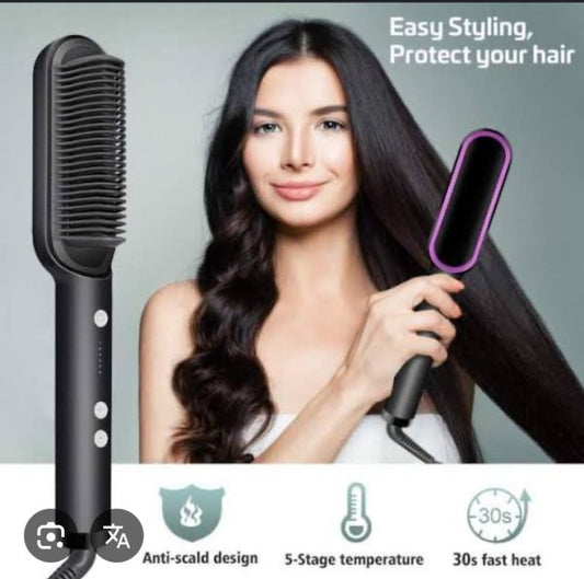 Multifunctional Hair Straightener Brush Heated Brushes Ceramic Anti-scald