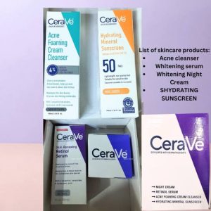 Cerave 4 In 1 Skincare Kit Night Cream, Sunblock, Cleanser & Serum For Radiant Skin