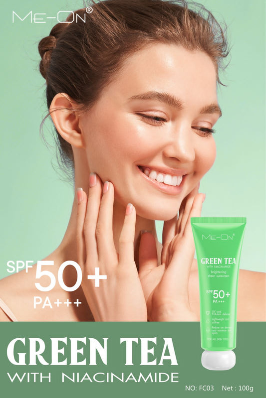 ME-ON Sunscreen SPF 50+++ Green Tea | Lightweight Daily Sun Protection for All Skin Types – 100ml