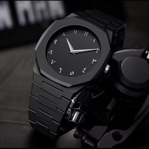 Aura quartz watch black lightweight design arabic dial