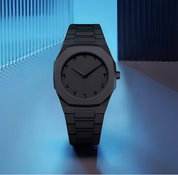 Aura quartz watch black lightweight design arabic dial