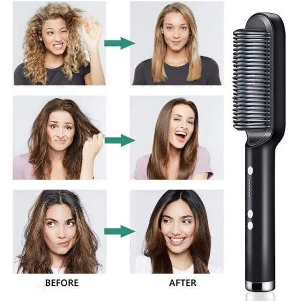 Multifunctional Hair Straightener Brush Heated Brushes Ceramic Anti-scald