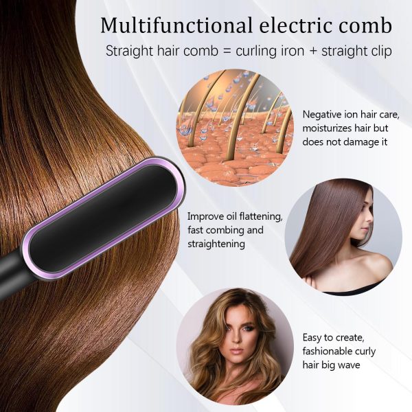 Multifunctional Hair Straightener Brush Heated Brushes Ceramic Anti-scald