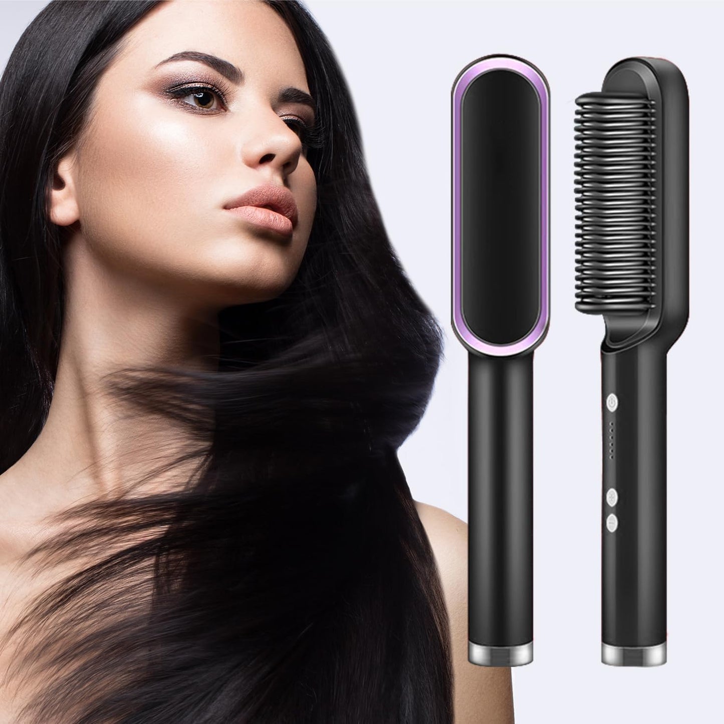 Multifunctional Hair Straightener Brush Heated Brushes Ceramic Anti-scald