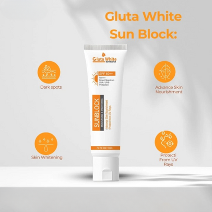 Glutawhite SPF 60+ Sunblock | Moisturizing,Brightening & UV Protection – 65gm