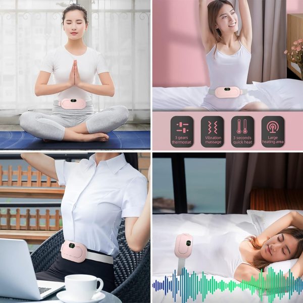 Electric Heating Pad Women Period Pain Cramp Relief Belt - With 3 Heat Levels And 4 Modes