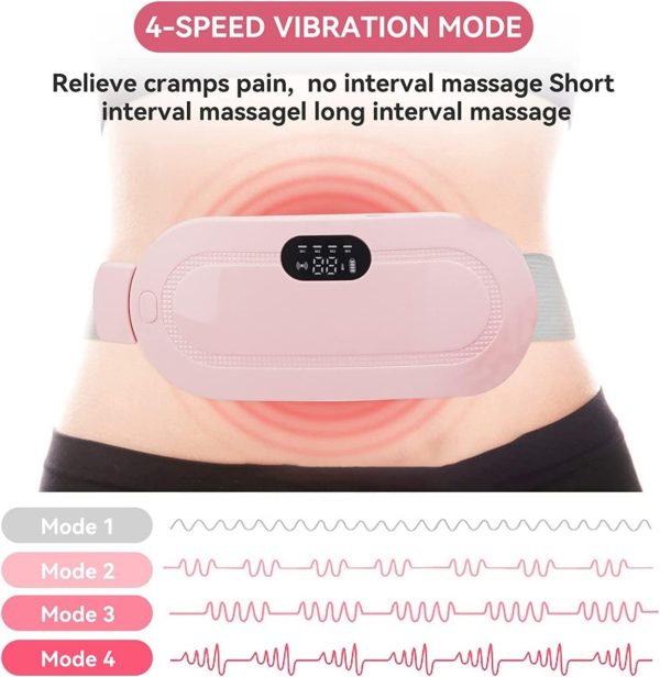 Electric Heating Pad Women Period Pain Cramp Relief Belt - With 3 Heat Levels And 4 Modes