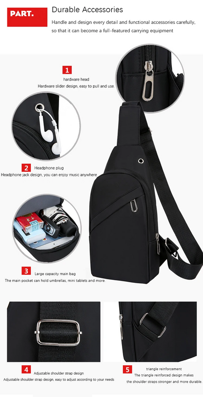 Minimalist Black Crossbody Sling Bag – Lightweight & Stylish Travel Chest Pack For Men & Women