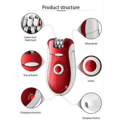 Epilator Hair Removal Device For Women – Electric Shaver & Trimmer Set With Multiple Heads, Smooth Skin Care Tool For Face, Arms, Legs & Sensitive Areas