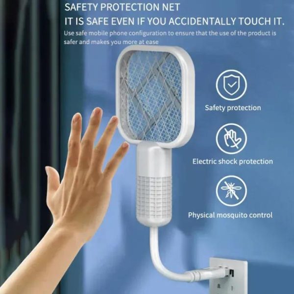 Mini USB Rechargeable Mosquito Racket – Electric Bug Zapper with UV Light for Home