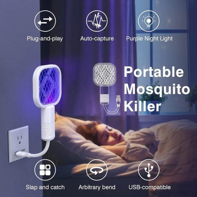 Mini USB Rechargeable Mosquito Racket – Electric Bug Zapper with UV Light for Home