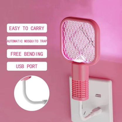 Mini USB Rechargeable Mosquito Racket – Electric Bug Zapper with UV Light for Home