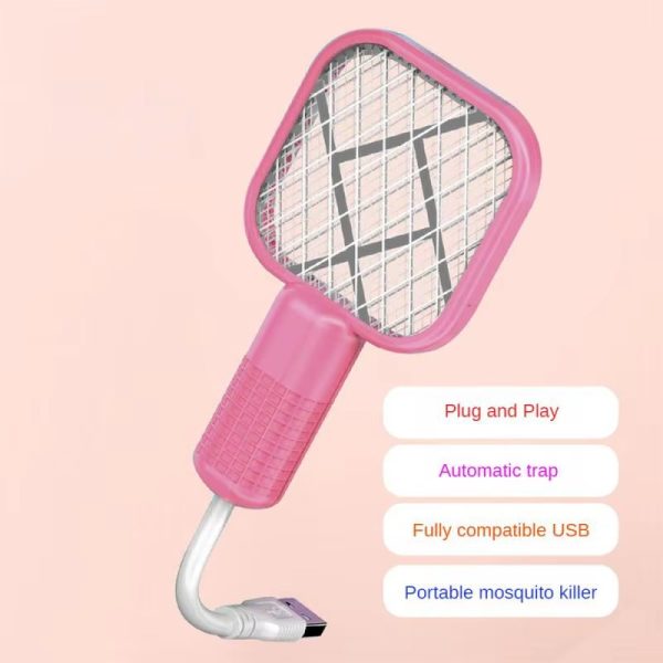 Mini USB Rechargeable Mosquito Racket – Electric Bug Zapper with UV Light for Home
