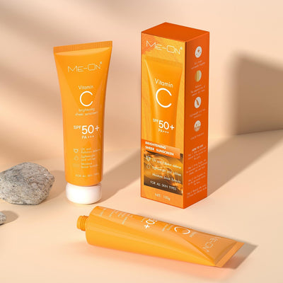 Me-On Vitamin C Sunscreen SPF 50 | Brightening Sheer UV Protection for All Skin Types – 100g