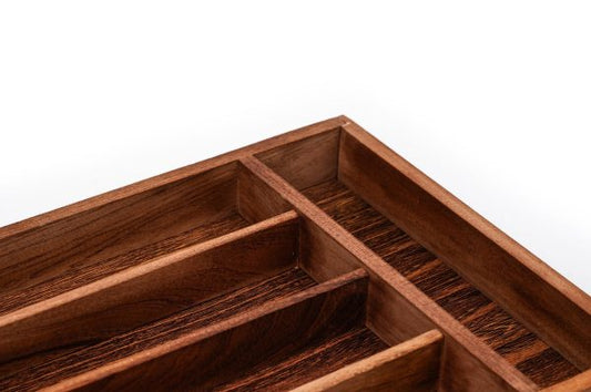 Wood Utensil Holder & Flatware Organizer Tray For Dining And Kitchen Uses
