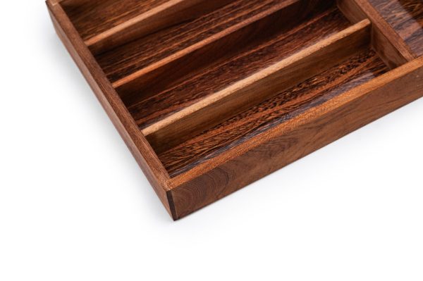Wood Utensil Holder & Flatware Organizer Tray For Dining And Kitchen Uses