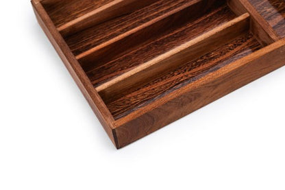 Wood Utensil Holder & Flatware Organizer Tray For Dining And Kitchen Uses