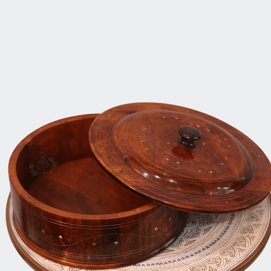 Wooden Hot Pot With Barance Work Roti