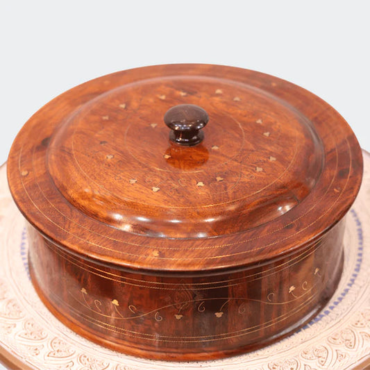 Wooden Hot Pot With Barance Work Roti