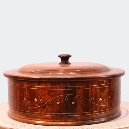 Wooden Hot Pot With Barance Work Roti