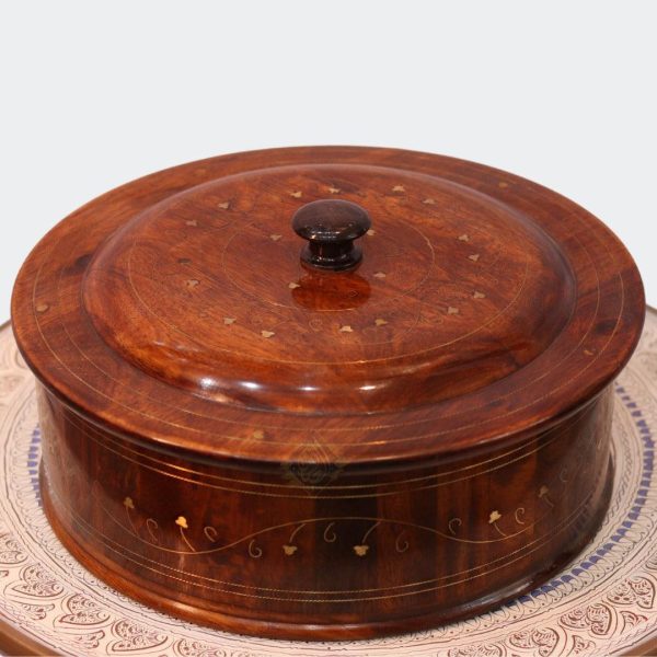 Wooden Hot Pot With Barance Work Roti