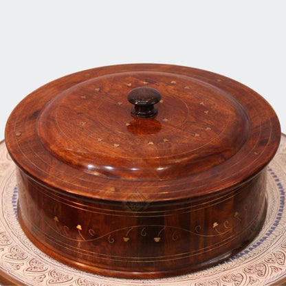 Wooden Hot Pot With Barance Work Roti